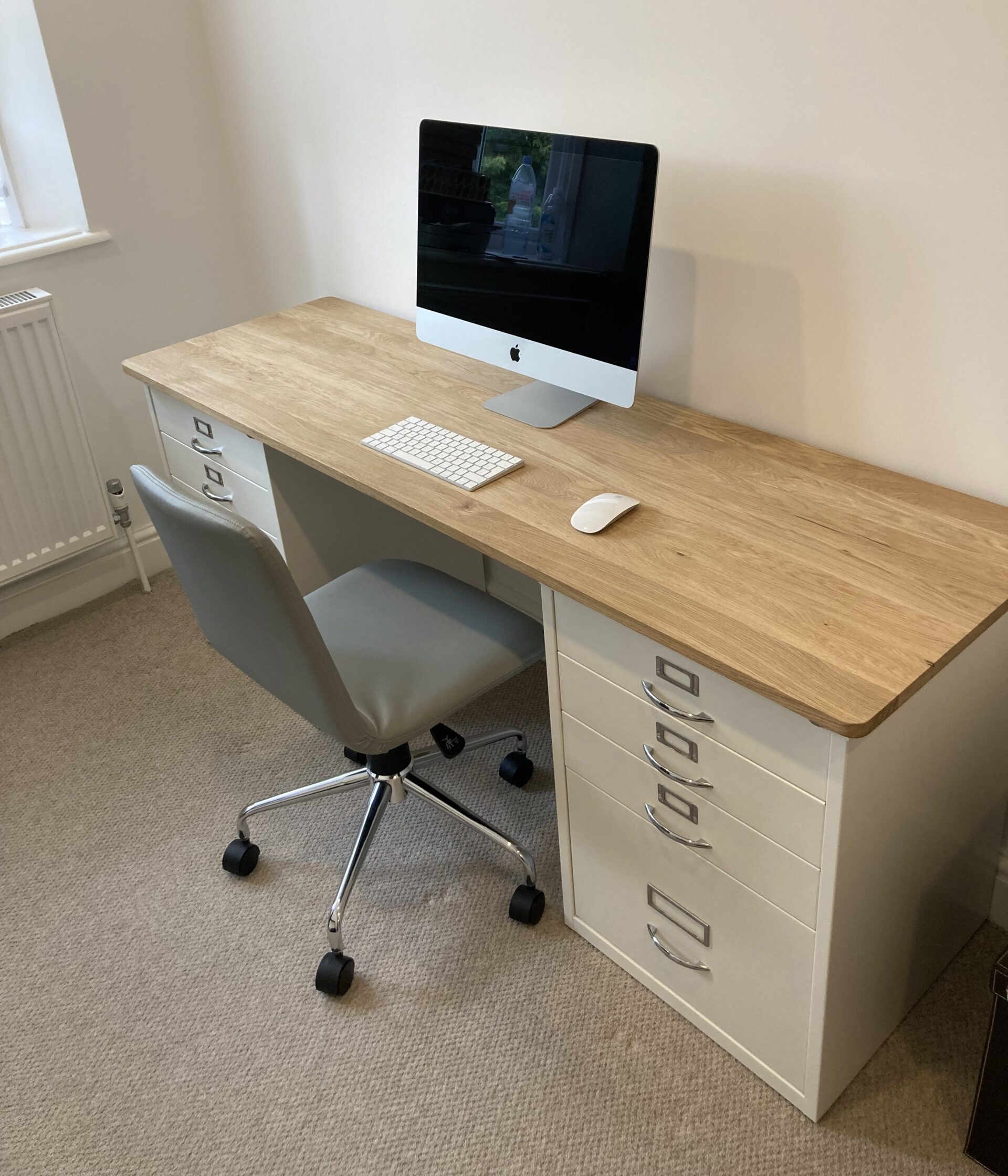 Custom Desktop for Bisley Filing Cabinet Desk | Solid Oak Tops Made to Order | Tablemaker UK