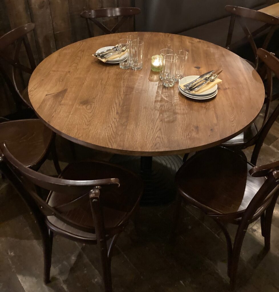 Round and Square Oak Tabletops for Wine Bar Chain | Custom Bar Furniture UK | Tablemaker