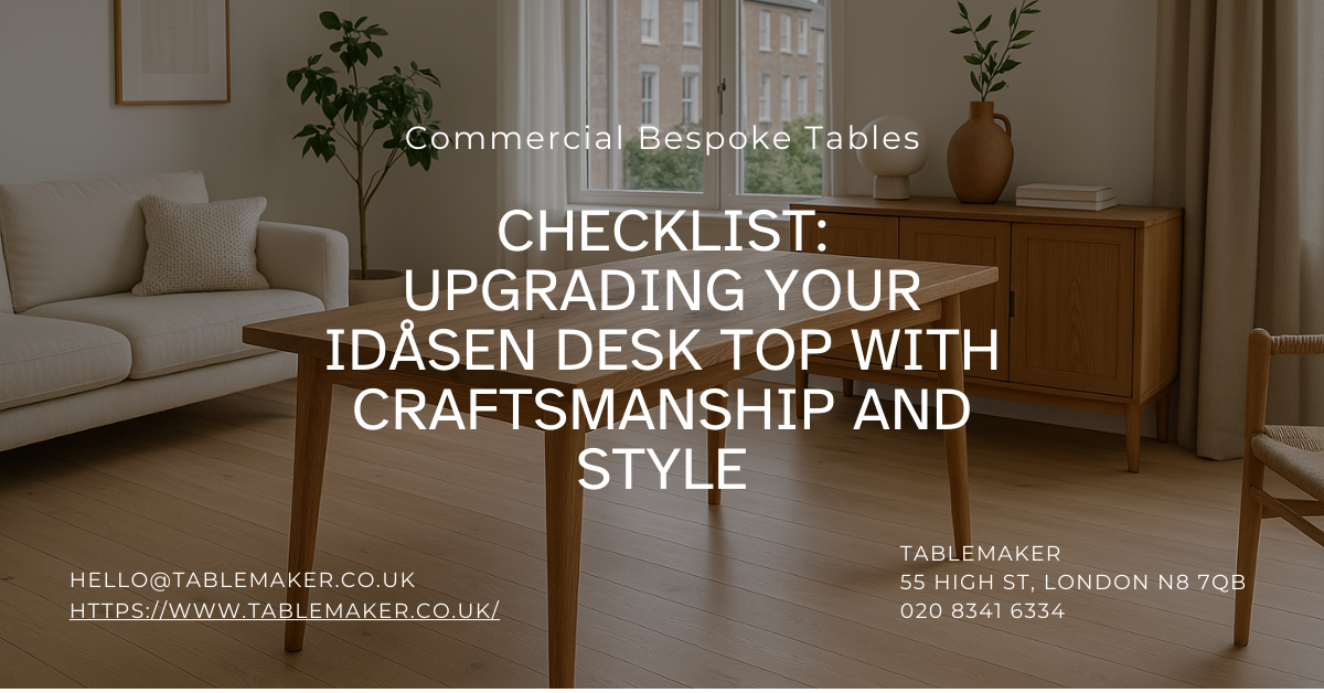 Checklist Upgrading Your Idåsen Desk Top with Craftsmanship and Style -Tablemaker