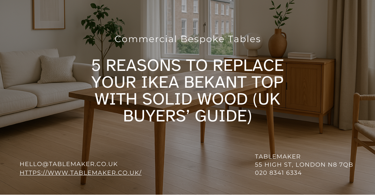 5 Reasons to Replace Your IKEA Bekant Top with Solid Wood (UK Buyers’ Guide) -Tablemaker