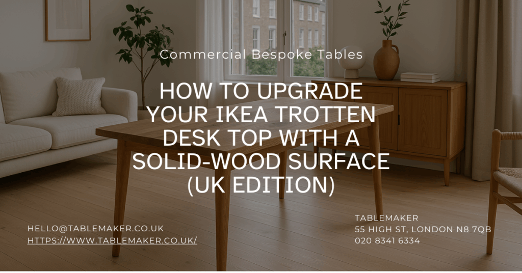 How to Upgrade Your IKEA Trotten Desk Top with a Solid-Wood Surface (UK Edition) -Tablemaker