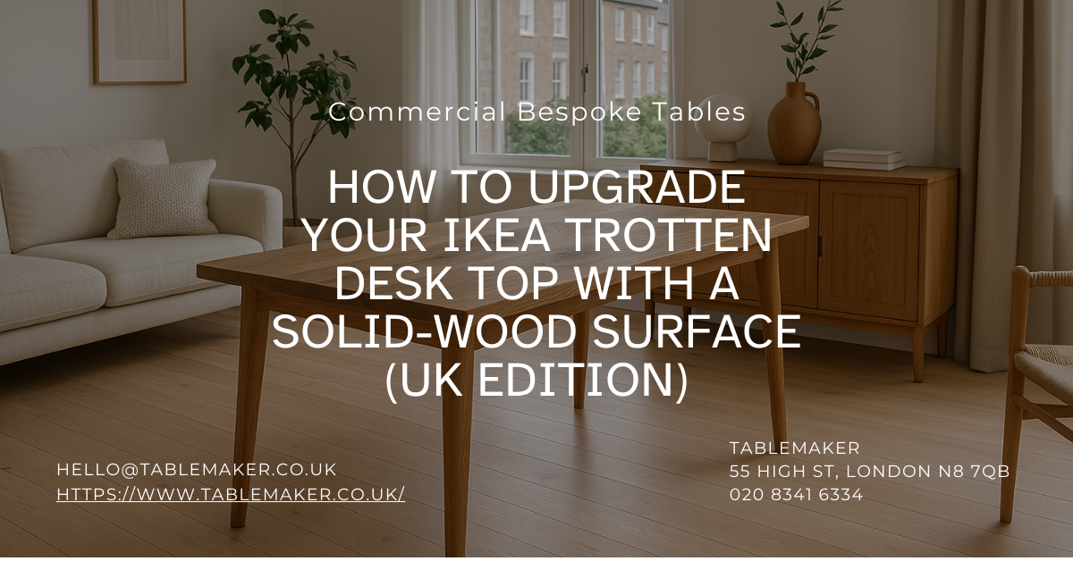 How to Upgrade Your IKEA Trotten Desk Top with a Solid-Wood Surface (UK Edition) -Tablemaker
