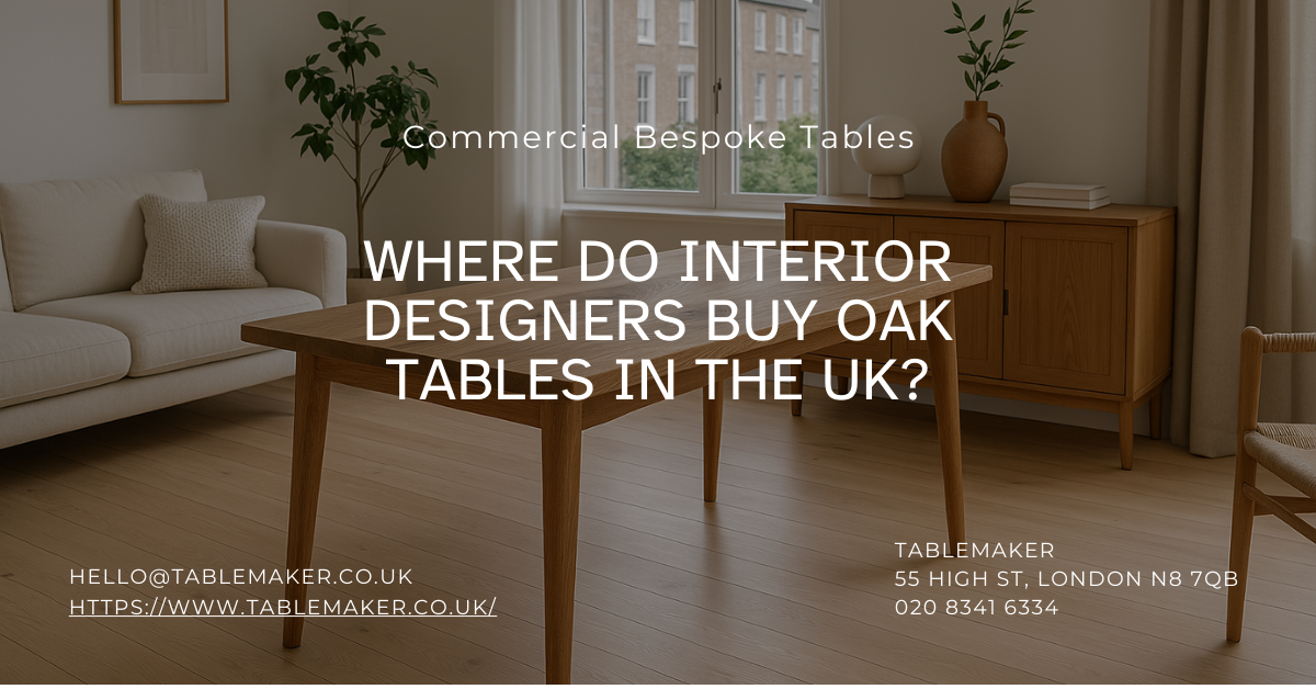 Where Do Interior Designers Buy Oak Tables in the UK -Tablemaker