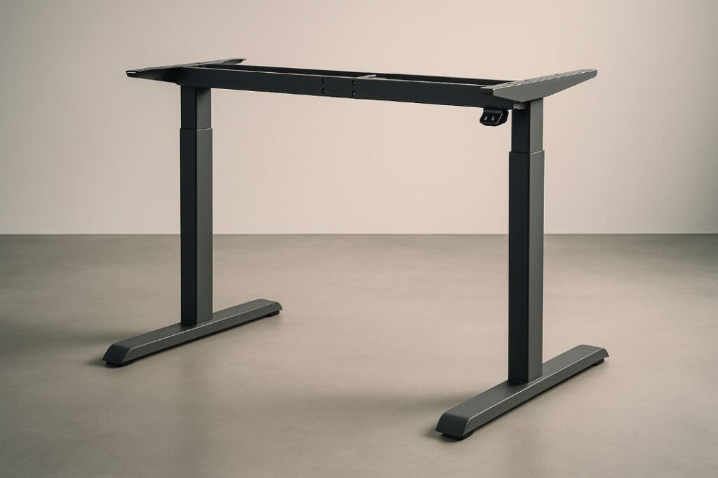 An AI photo of the IKEA Idasen desk frame ready for customisation