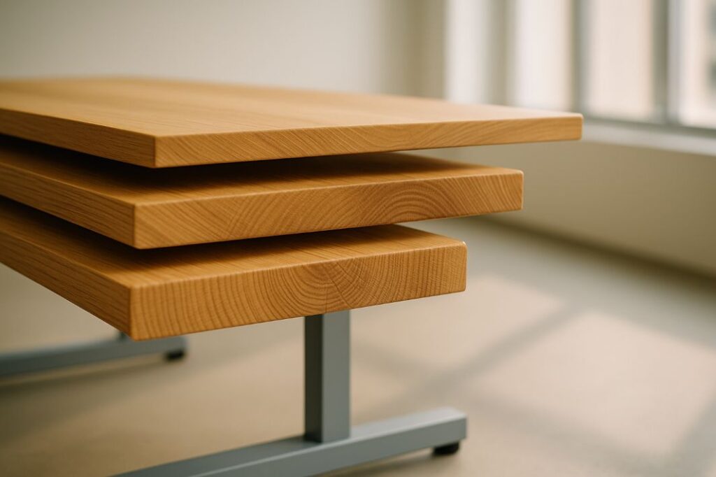 An AI photo showcasing different IKEA desk top thickness - Tablemaker