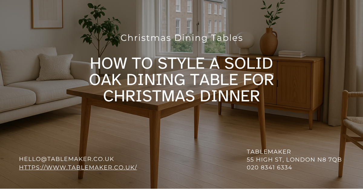 How to Style a Solid Oak Dining Table for Christmas Dinner -Tablemaker
