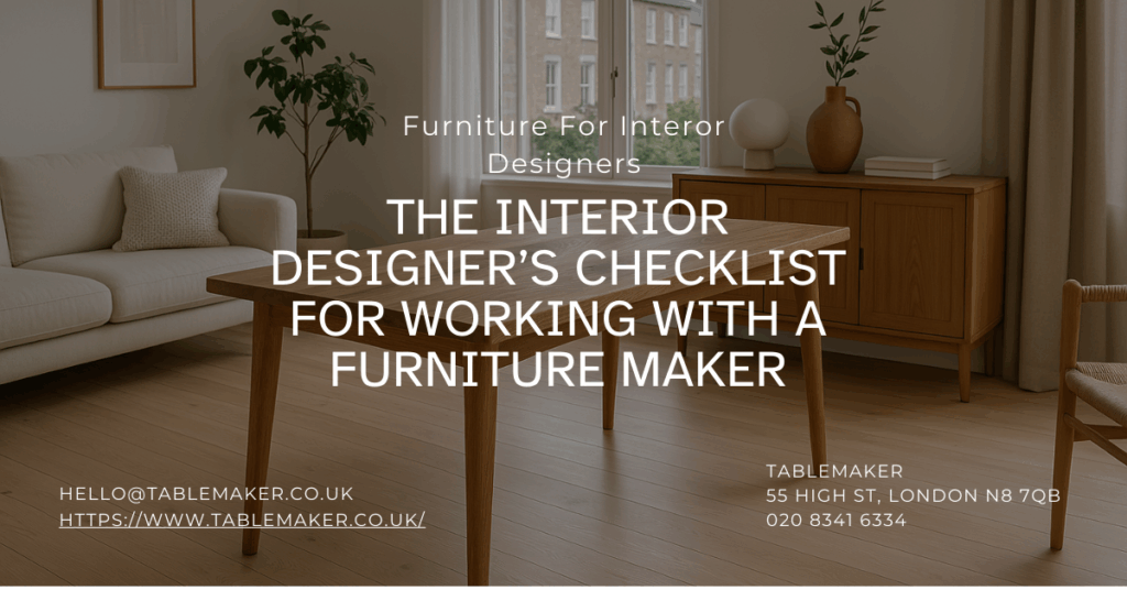 The Interior Designer’s Checklist for Working With a Furniture Maker -Tablemaker