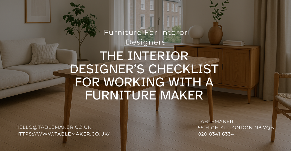 The Interior Designer’s Checklist for Working With a Furniture Maker -Tablemaker
