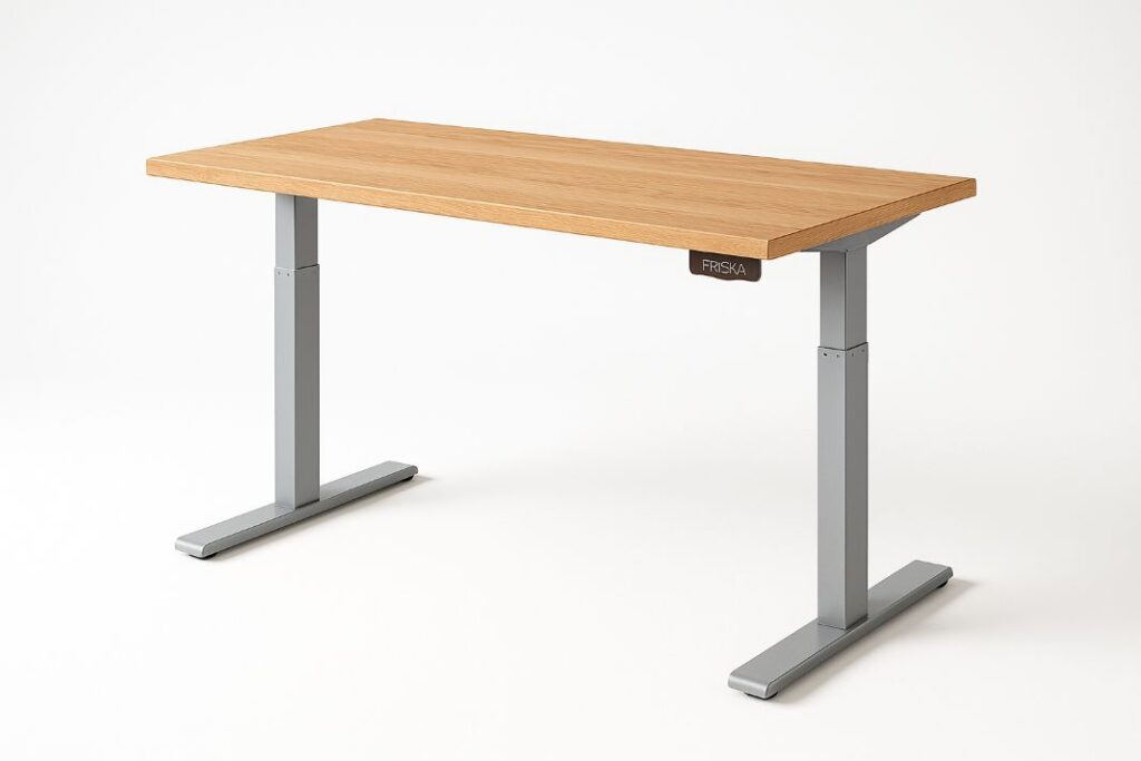 An AI photo of a Friska Frame with a solid oak desk top