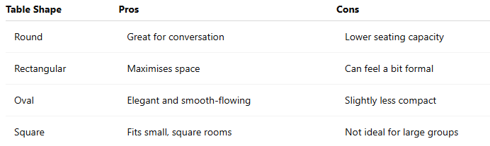 Christmas table shape comparison