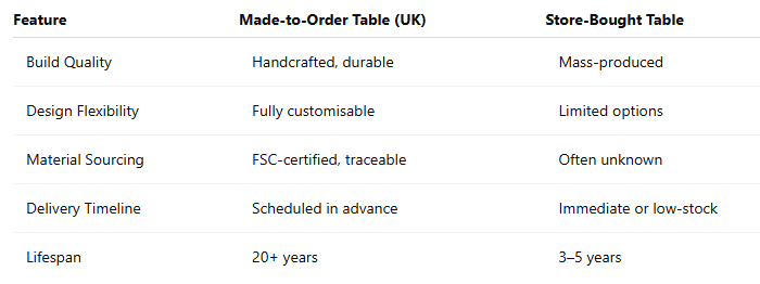 Comparison table.