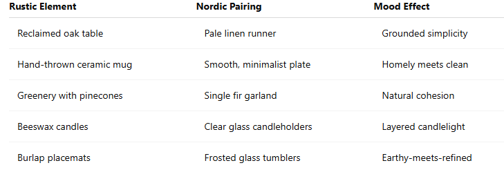 Rustic-Nordic comparison table