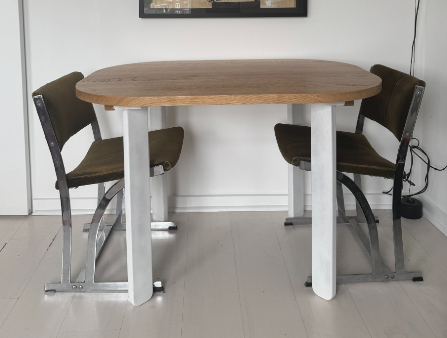 Stadium 300 dining table with legs in a clear hardwax oil finish