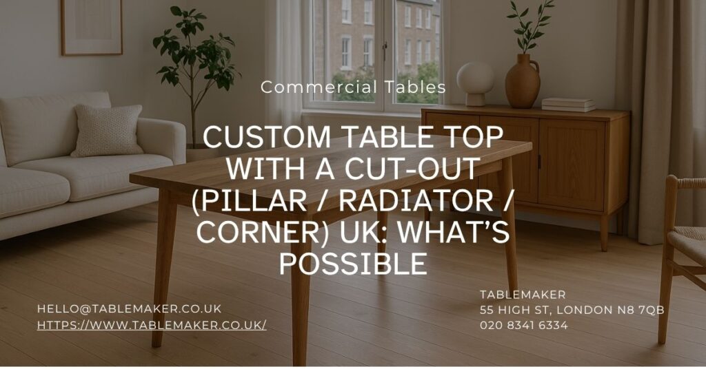 Custom Table Top With a Cut-Out (Pillar Radiator Corner) UK What’s Possible-Tablemaker
